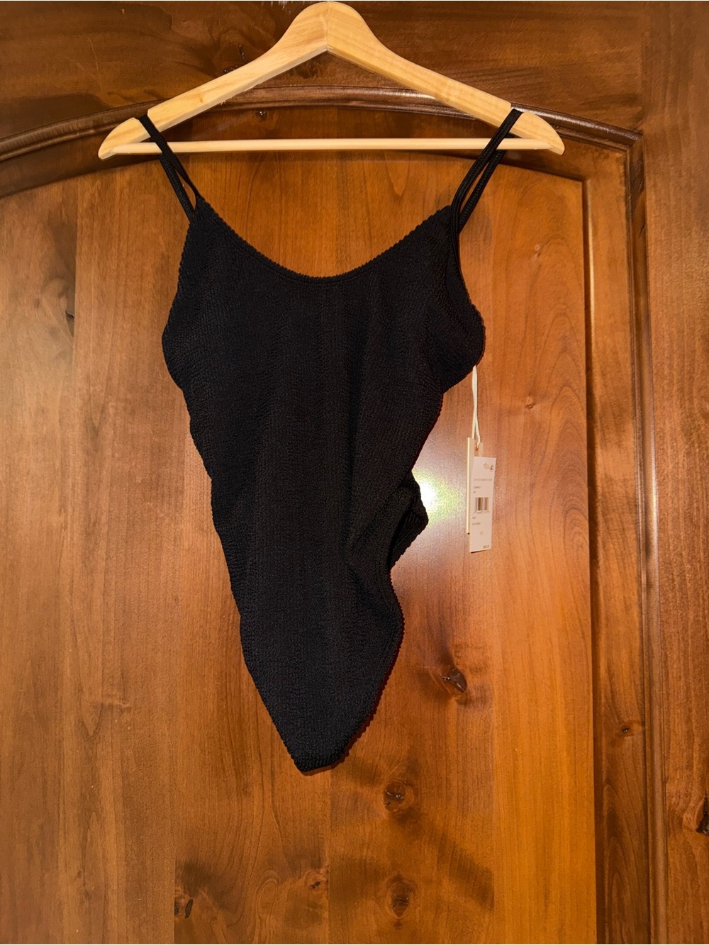 Black Textured One-Piece Swimwear